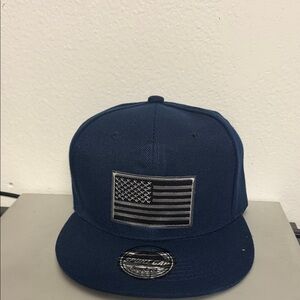 Blue Snapback Hat with Flag Patch